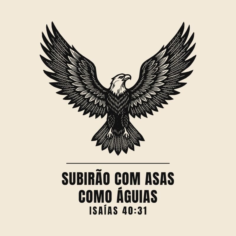 Camiseta evangélica Asas como Águias — Coroa de Vida - detalhe da estampa
