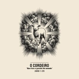 Camiseta evangélica O Cordeiro — Coroa de Vida - detalhe da estampa