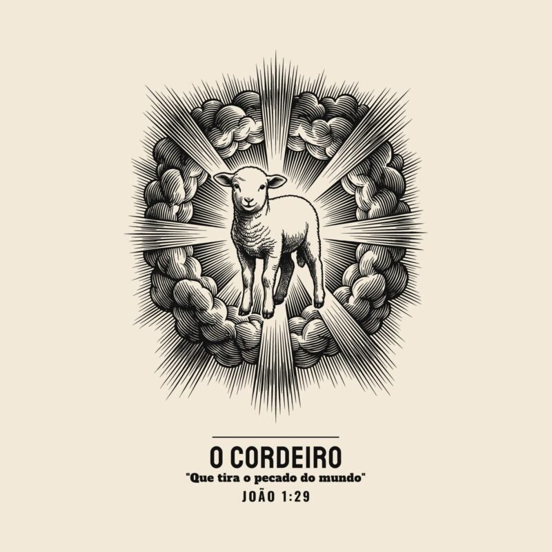 Camiseta evangélica O Cordeiro — Coroa de Vida - detalhe da estampa