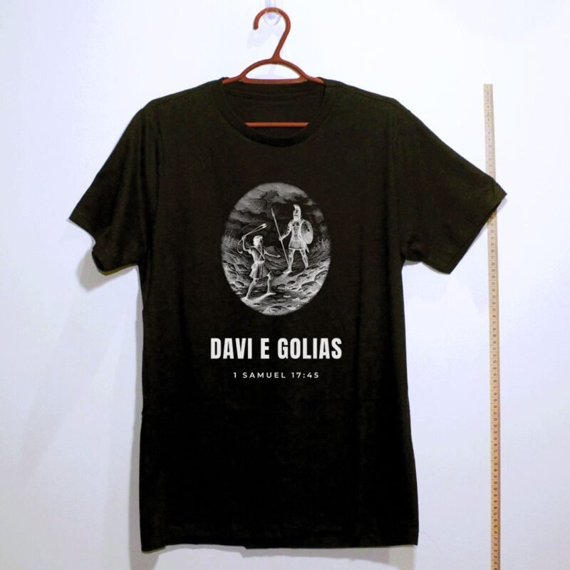 Camiseta evangélica Davi e Golias — Coroa de Vida - preta