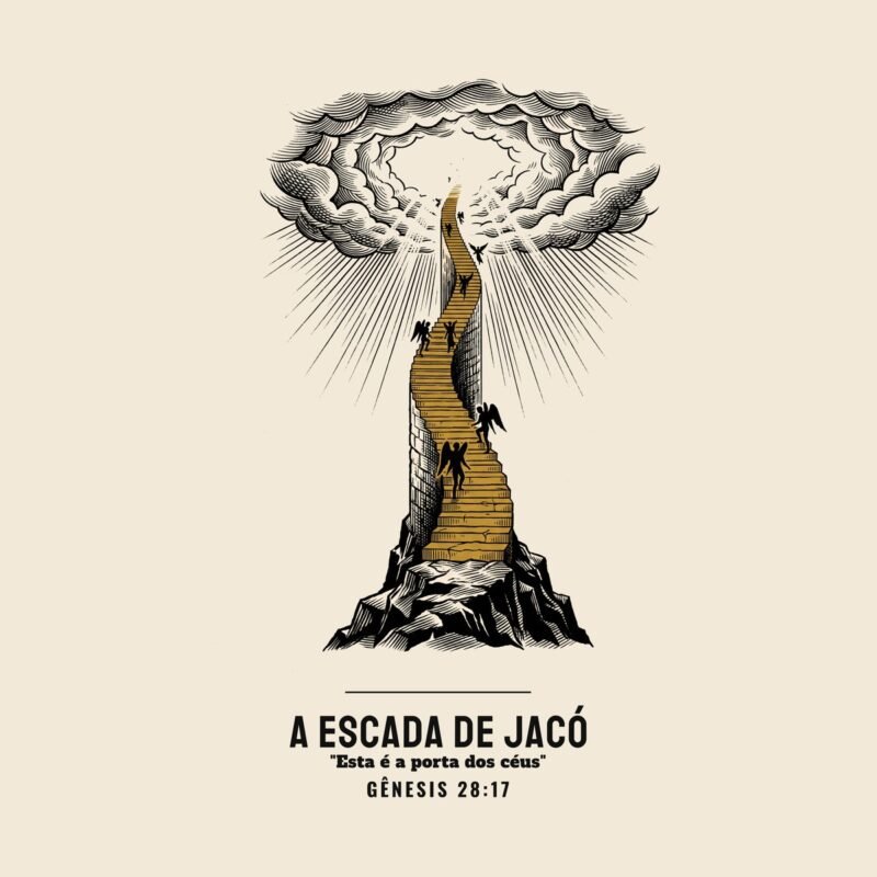 Camiseta evangélica Escada de Jacó — Coroa de Vida - detalhe da estampa