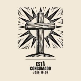 Camiseta evangélica Está Consumado — Coroa de Vida - detalhe da estampa