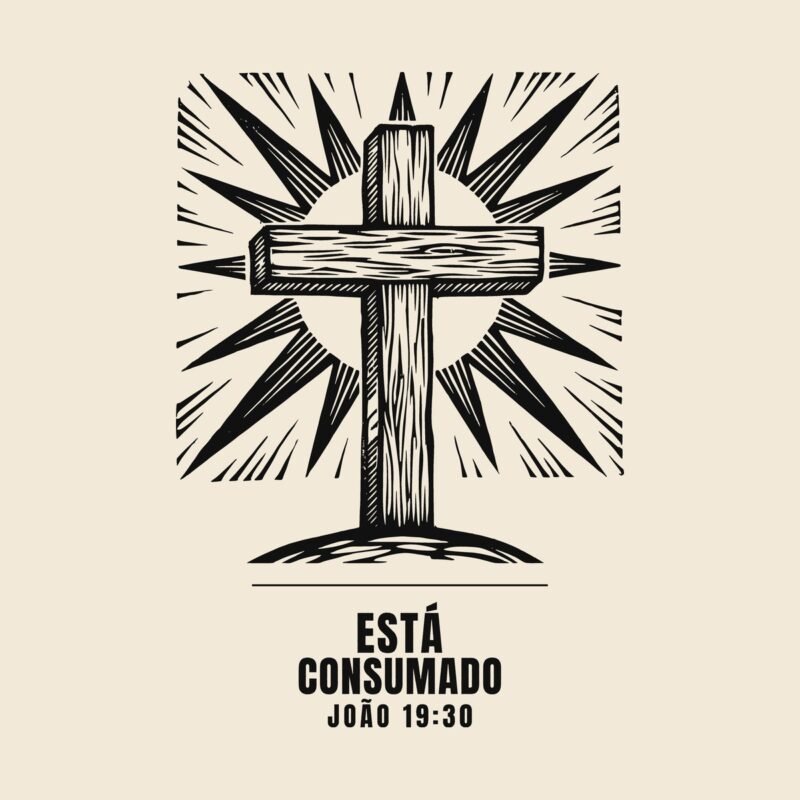 Camiseta evangélica Está Consumado — Coroa de Vida - detalhe da estampa