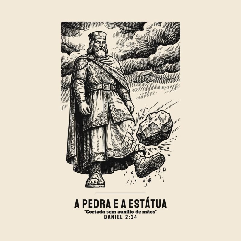 Camiseta evangélica A Estátua de Daniel — Coroa de Vida - detalhe da estampa