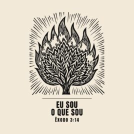 Camiseta evangélica Eu Sou o Que Sou — Coroa de Vida - detalhe da estampa