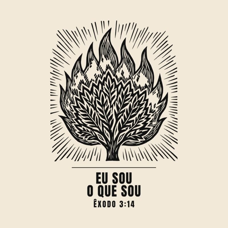 Camiseta evangélica Eu Sou o Que Sou — Coroa de Vida - detalhe da estampa
