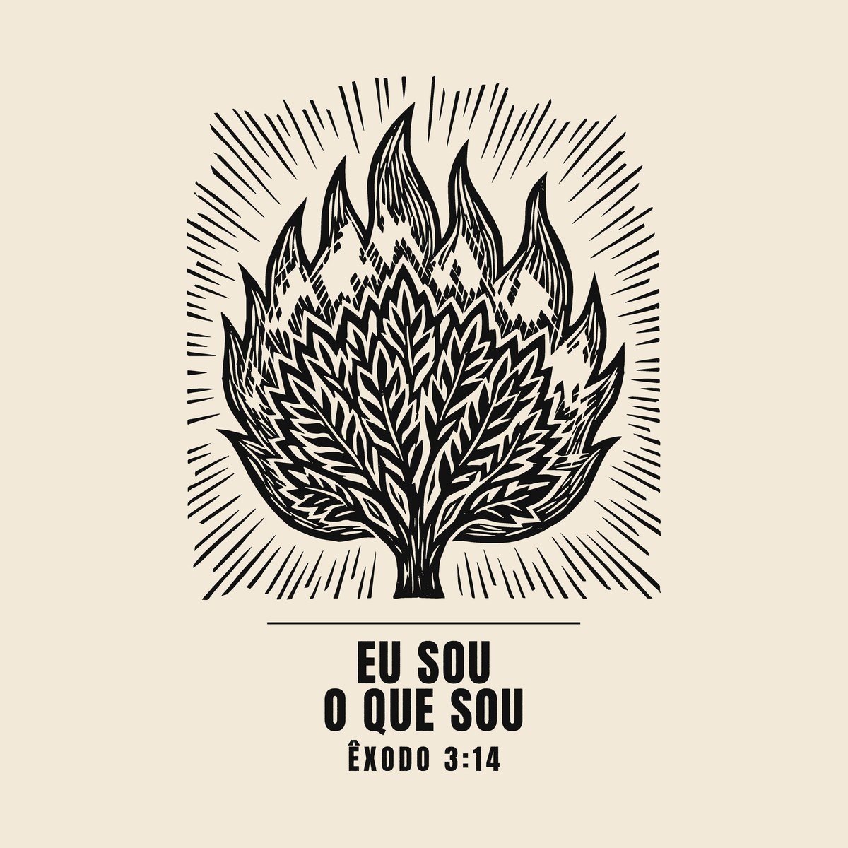 Camiseta evangélica Eu Sou o Que Sou — Coroa de Vida - detalhe da estampa