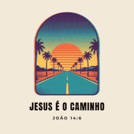 Camiseta evangélica Jesus é o Caminho — Coroa de Vida - detalhe da estampa