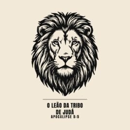 Camiseta evangélica Leão de Judá — Coroa de Vida - detalhe da estampa