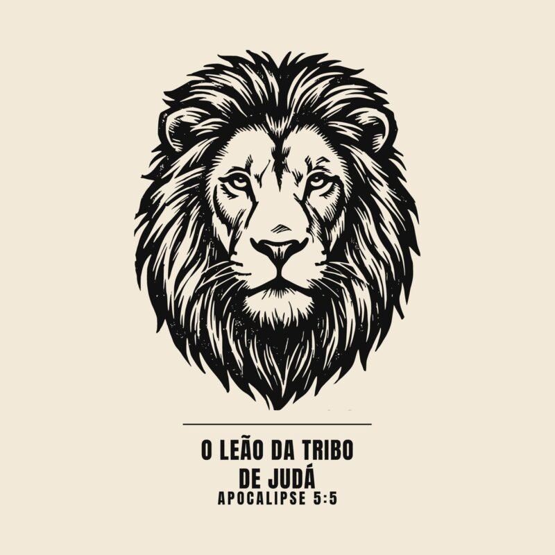 Camiseta evangélica Leão de Judá — Coroa de Vida - detalhe da estampa
