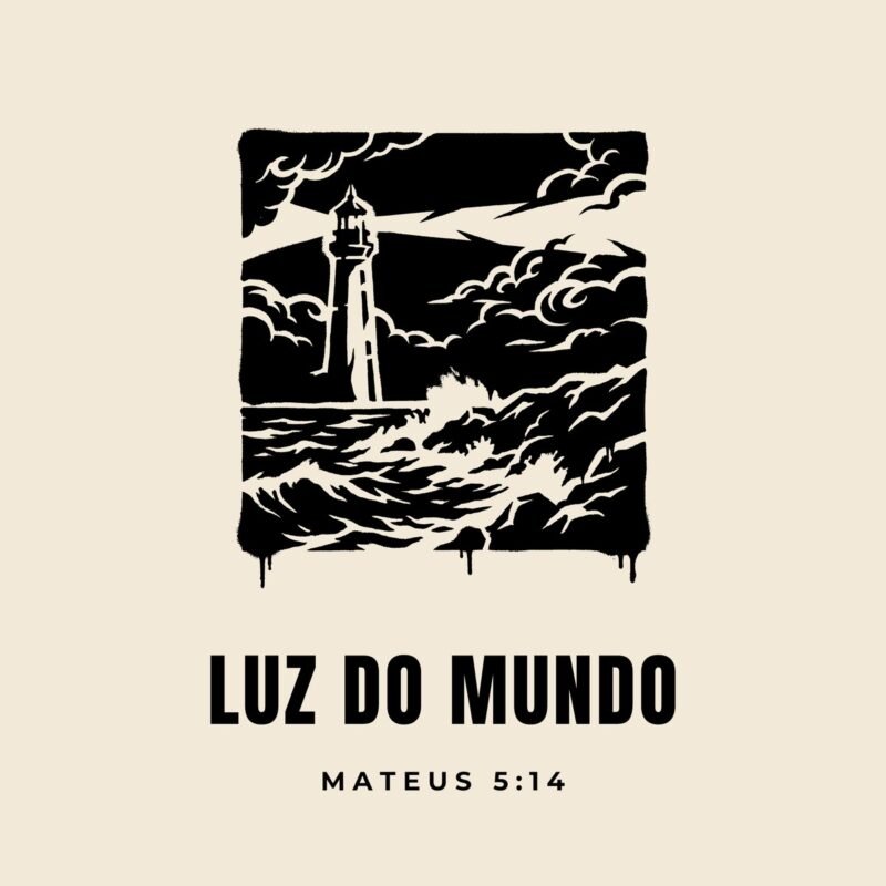 Camiseta evangélica Luz do Mundo — Coroa de Vida - detalhe da estampa