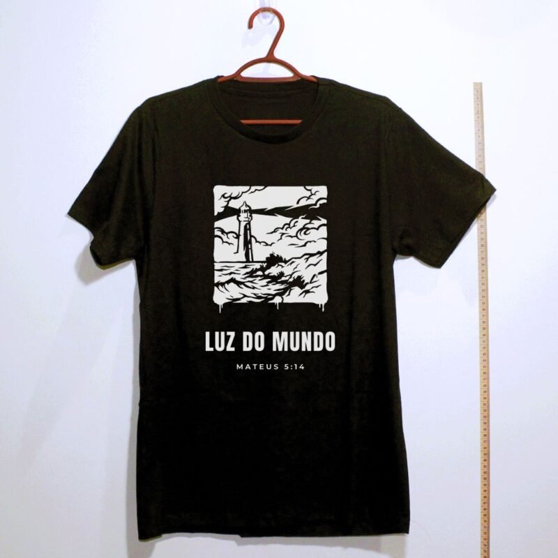 Camiseta evangélica Luz do Mundo — Coroa de Vida - preta