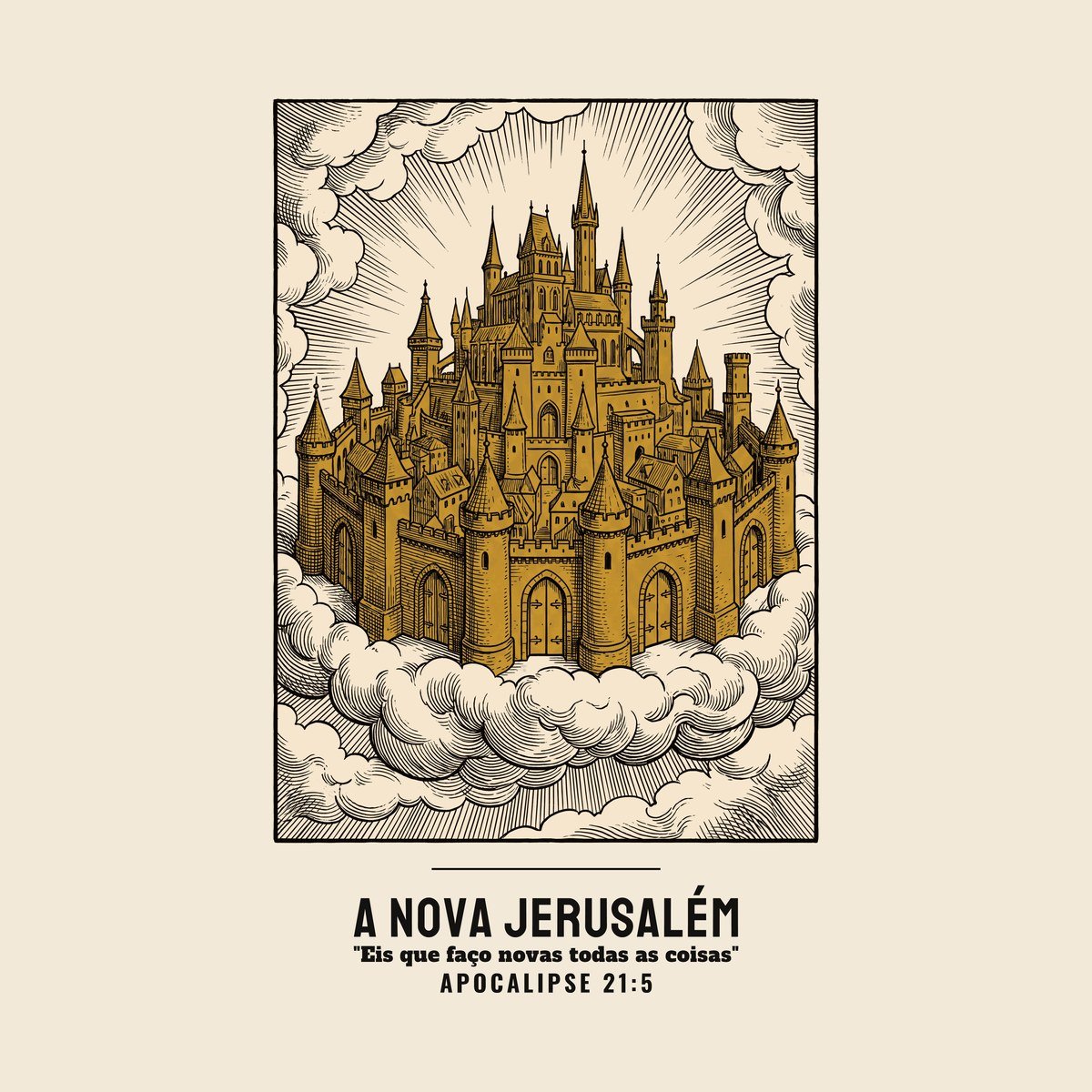 Camiseta evangélica Nova Jerusalém — Coroa de Vida - detalhe da estampa