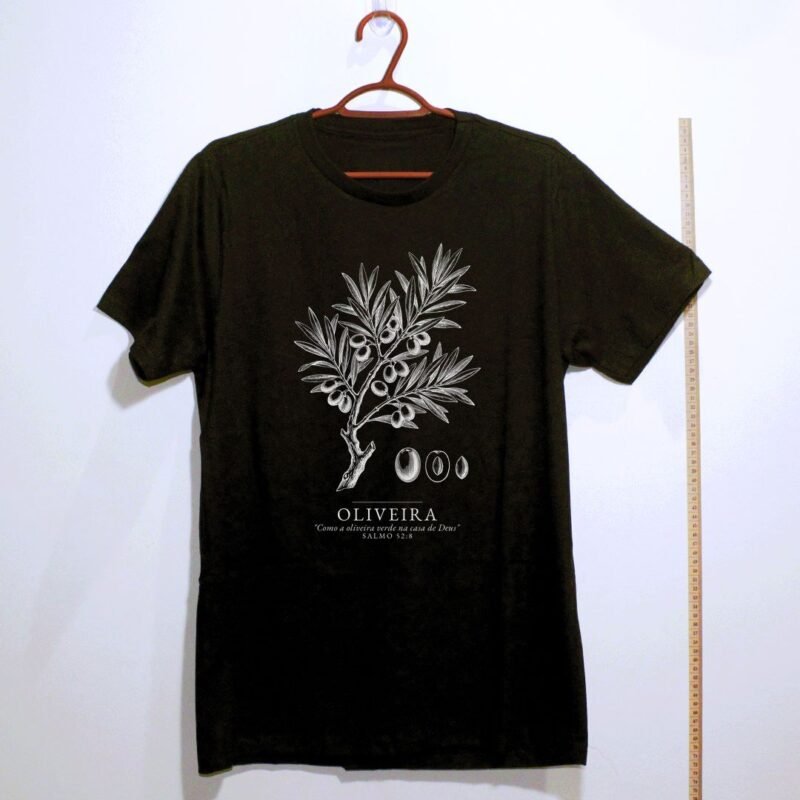Camiseta evangélica Oliveira Verde — Coroa de Vida - preta