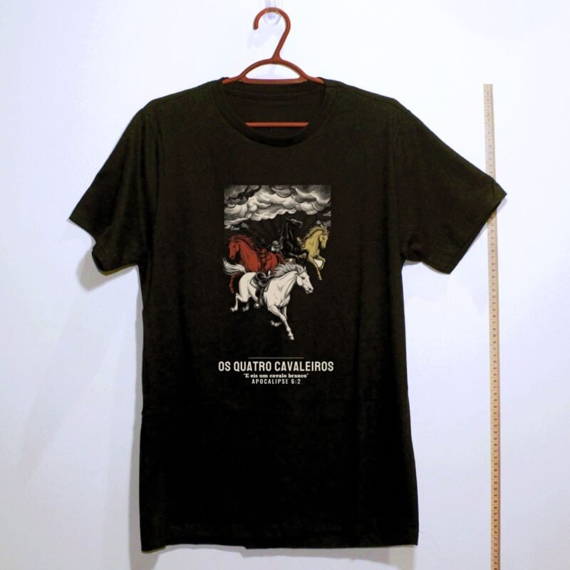 Camiseta evangélica Os Quatro Cavaleiros — Coroa de Vida - preta
