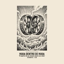 Camiseta evangélica Rodas de Ezequiel — Coroa de Vida - detalhe da estampa