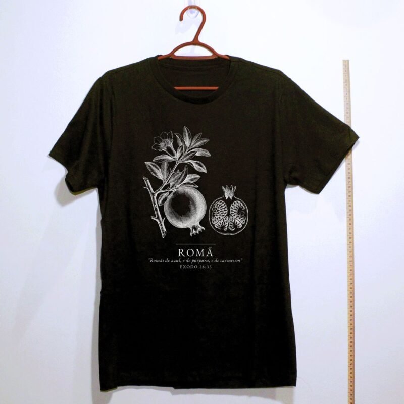 Camiseta evangélica Romã — Coroa de Vida - preta