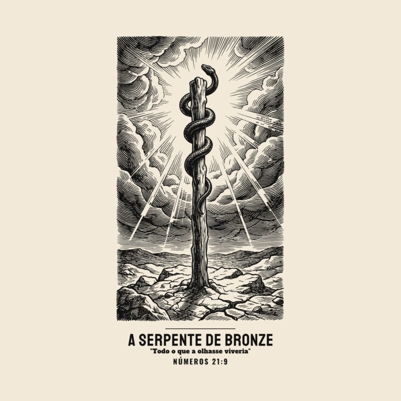 Camiseta evangélica Serpente de Bronze — Coroa de Vida - detalhe da estampa