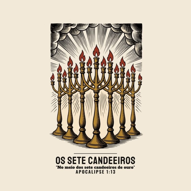 Camiseta evangélica Os Sete Candeeiros — Coroa de Vida - detalhe da estampa